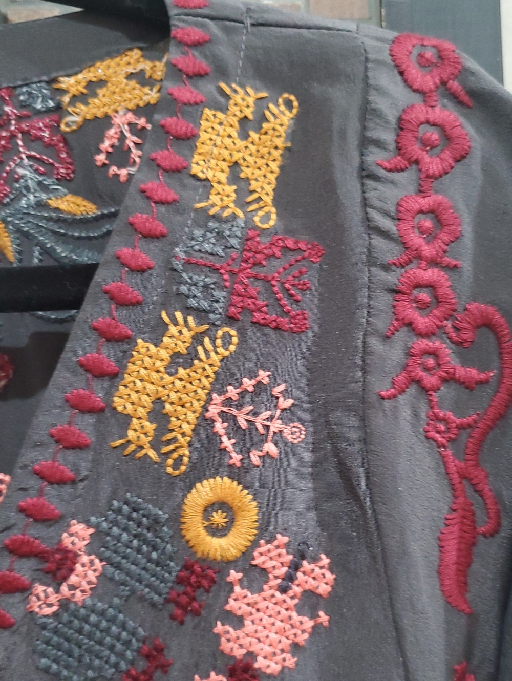 Embroidered Silk Gray Tunic - Picture 4 of 13